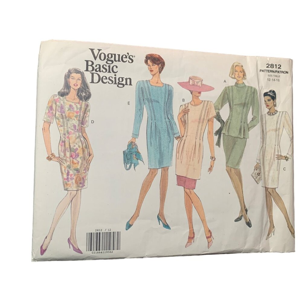 Vogues Basic Design Pattern 2812 Dress Shirt Skirt Sizes 12 14 16 uncut 1991
